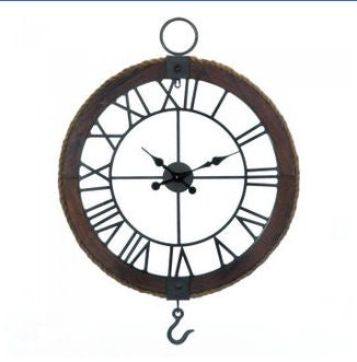 Industrial Rustic Hang Hook At The Bottom Wall Clock