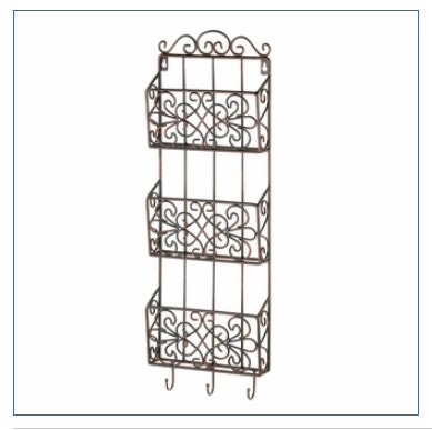 Vintage Charm Triple Wall Rack Organizer With Three Bottom Hooks For Car Keys, Light Accessories, Home Decor