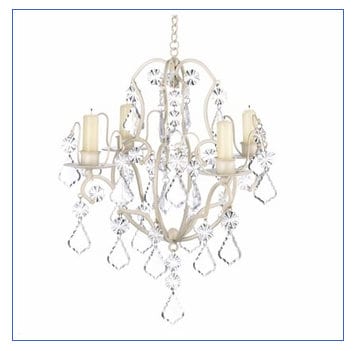 Stylish Baroque Chandelier in Ivory, Sparkling Crystals  For Valentines Dinner Date, Romantic Candlelight