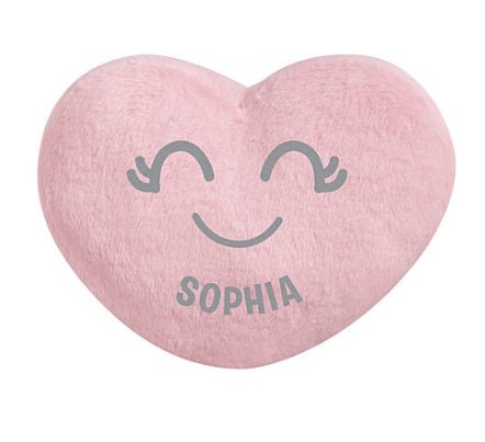 Personalized Heart-Shaped Plush Throw Pillow, Cushion Fluffy Throw Pillow