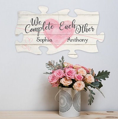 Thoughts Of You " We Complete Each Other " Mini Puzzle Set, Romantic Valentine's Dinner Date Background