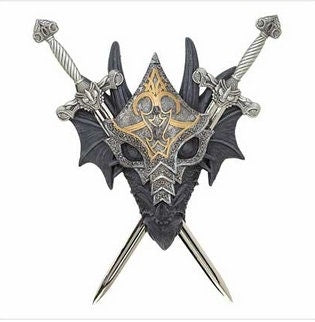 Hidden Armored Dragon Sword Of Destiny Wall Crest 9.5" Tall, Gift Ideas for Dragon Lovers, Gifts for Him.