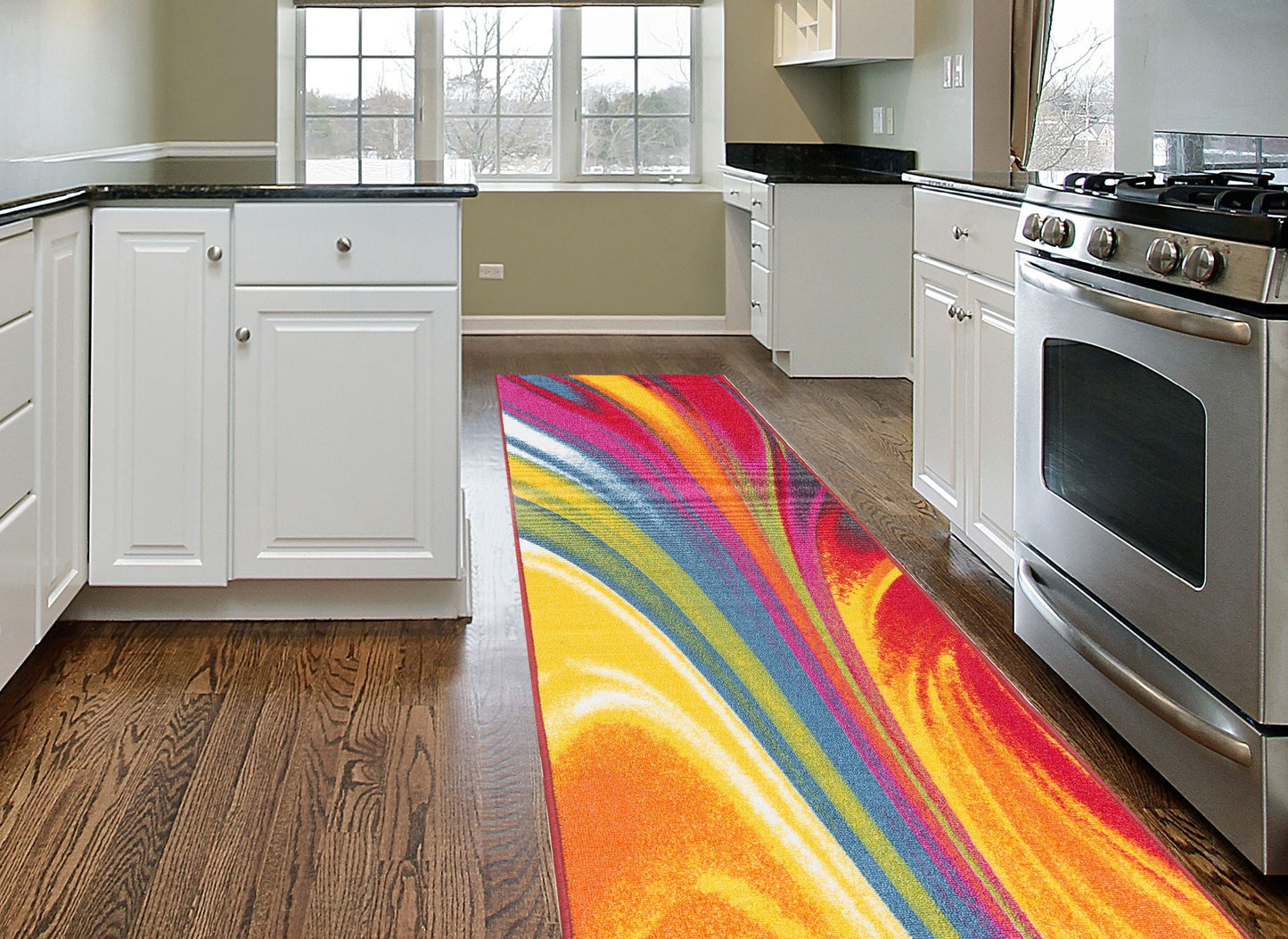 Area Rugs Modern Contemporary Waves Non-Slip (Non-Skid) Ruggable Rugs