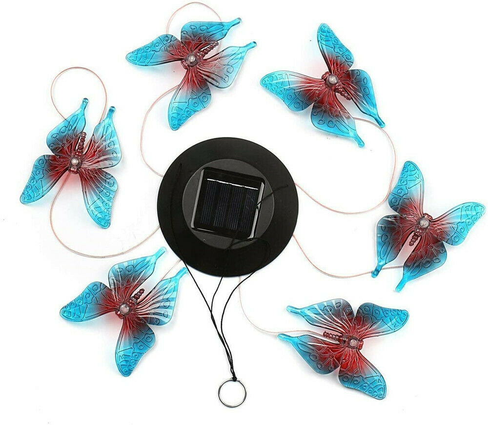 Solar LED Garden Outdoor Wind Chimes Color Changing Lights Hanging butterfly