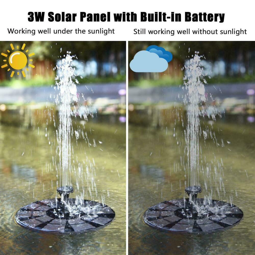 8LED Solar Powered Floating Bird Bath Water Fountain Outdoor Pond Pool Garden