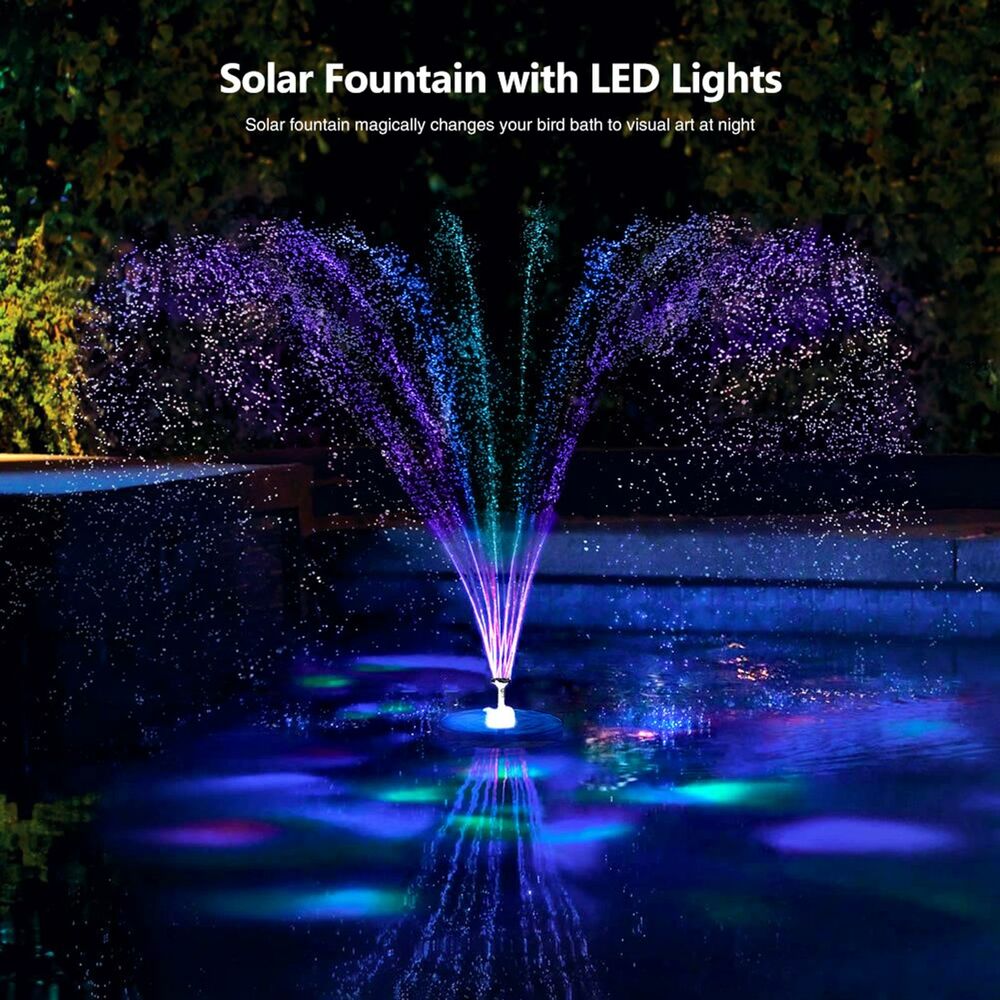 8LED Solar Powered Floating Bird Bath Water Fountain Outdoor Pond Pool Garden