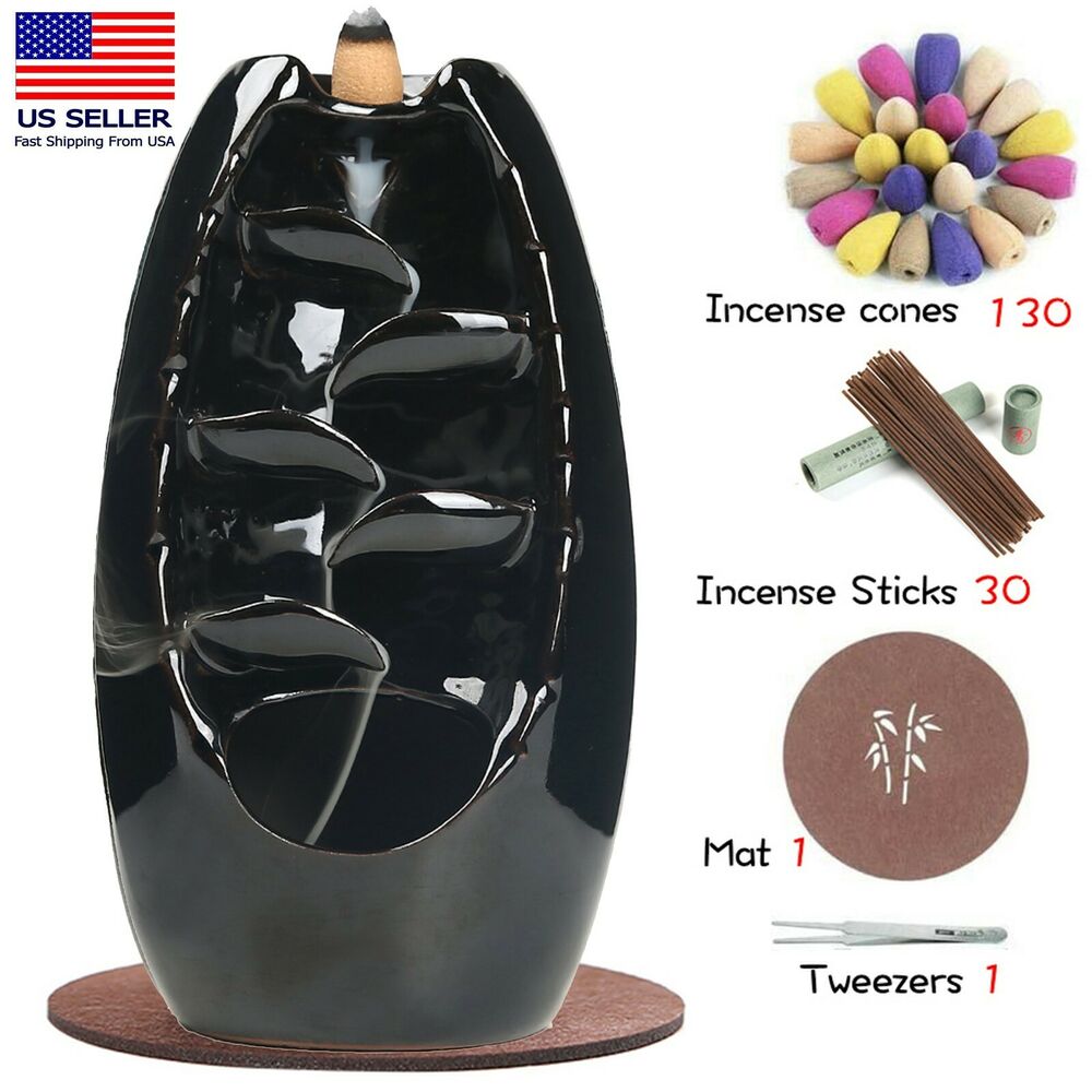 Waterfall incense burner, Backflow burner, Incense set