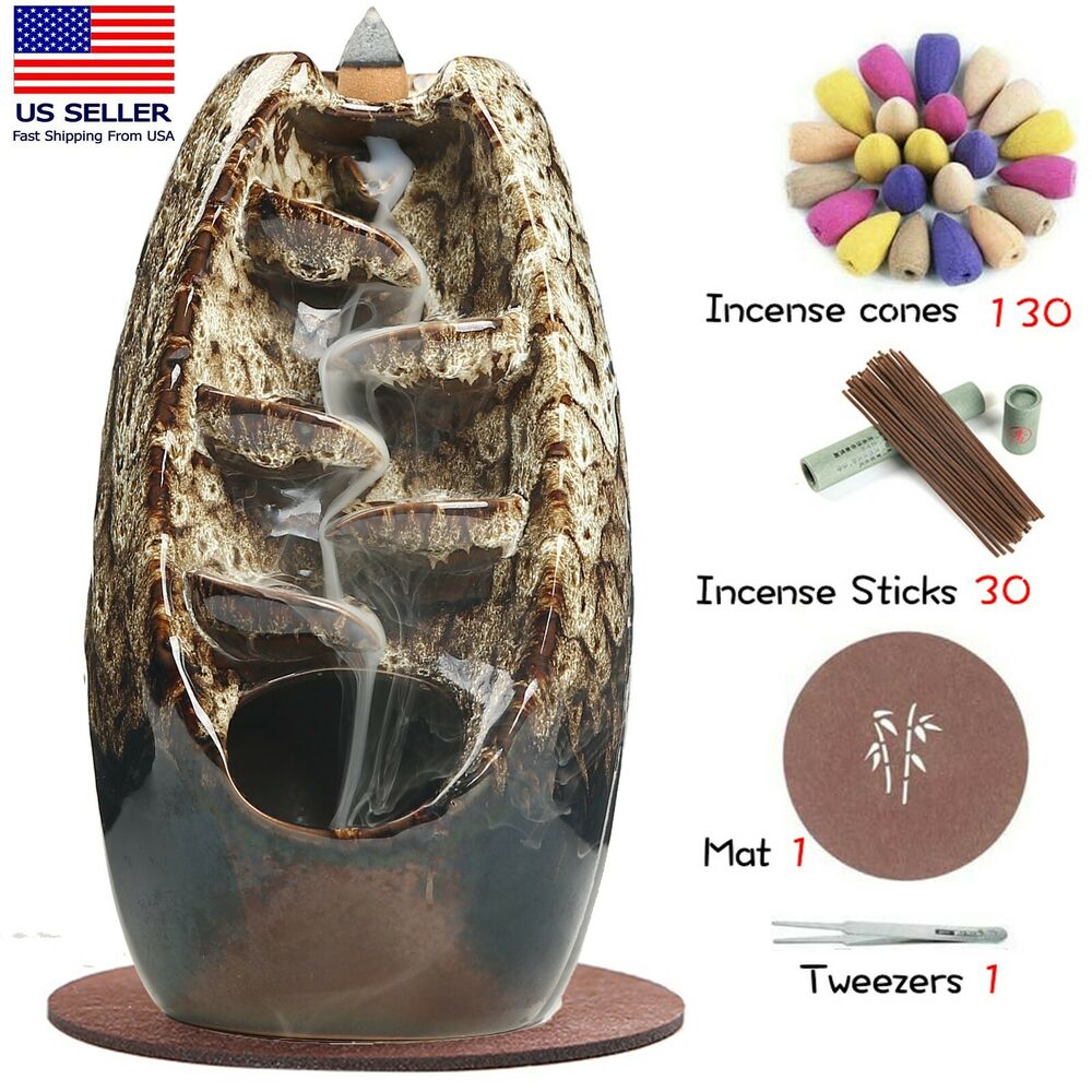 Waterfall incense burner, Backflow burner, Incense set