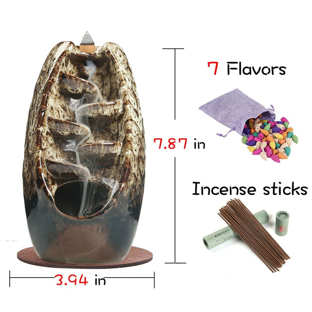 Waterfall incense burner, Backflow burner, Incense set