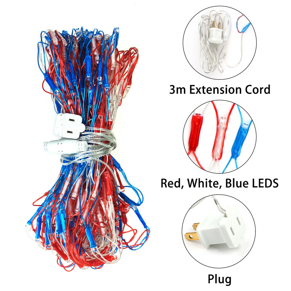 USA Flag Lights 420 LED American Flag Net String Light Hanging Garden Yard Decor