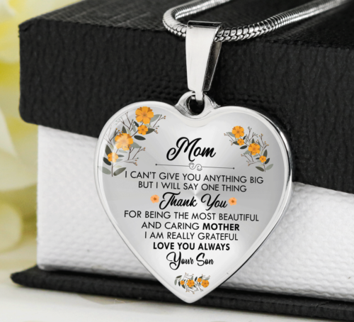 To My Mom Gift for Mom from Son, Mom Birthday Gift, Silver Plated Chain Pendant Heart