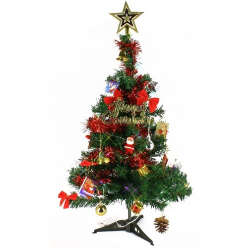 2 FT Tabletop Artificial Small Mini Christmas Tree with LED Light & Ornaments