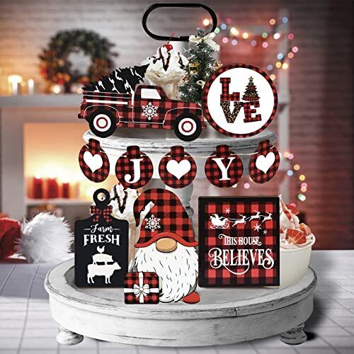 10 Pcs Christmas Tiered Tray Decor