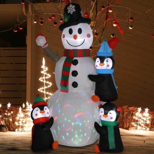 6ft Christmas Inflatable Snowman Penguins LED Rotating Light