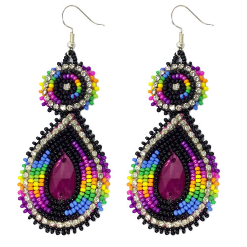 Native Style Beaded Teardrop Seed Bead Earrings Fashion Jewelry Ethnic Design