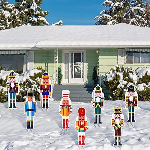 8 Pcs Christmas Nutcracker Christmas Outdoor Decorations Yard Sign