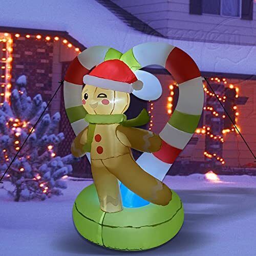 Christmas Inflatable Gingerbread Man with LED Light Christmas Outdoor Yard Decor