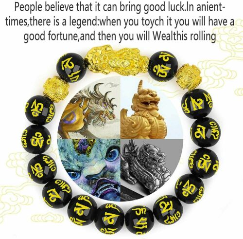 Feng Shui Black Obsidian Beads Bracelet Attract Wealth & Good Luck