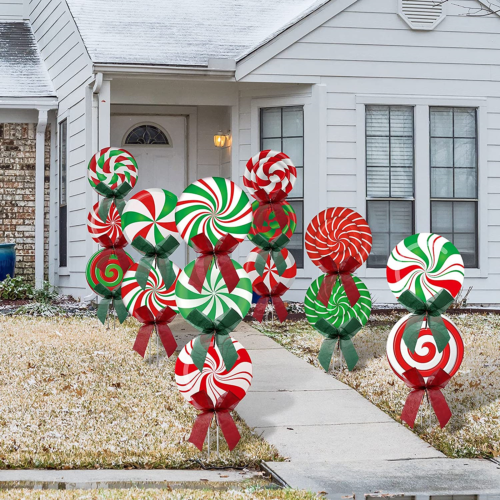 Christmas Outdoor Yard Signs Peppermint Corrugated Yard Decorations