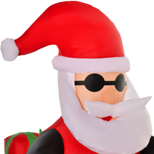 6' Long Santa Riding A Motorcycle Inflatable Christmas Lawn Outdoor LED