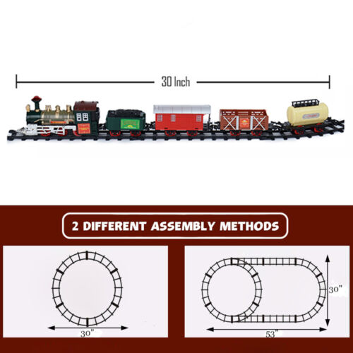 Electric Christmas Train Tracks Set Lights Sound Kids Toy Gift Tree Decor