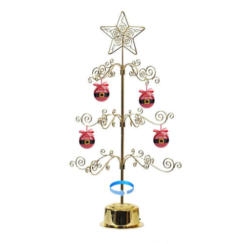 Metal Ornament Display Tree Stand Rotating Christmas Tree 24" Gold