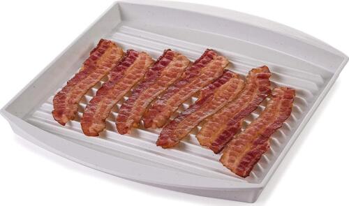 Microwave Bacon Grill Cooker Cookware Tray Rack Pan With Cover