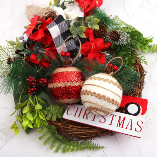 8 Pack Christmas Tree Ornaments Rustic Christmas Tree Ball Ornaments