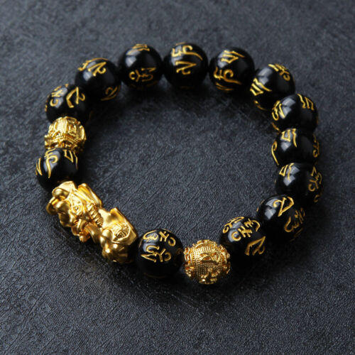 Feng Shui Black Obsidian Beads Bracelet Attract Wealth & Good Luck
