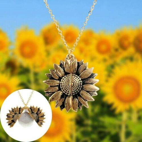 You Are My Sunshine Boho Sunflower Pendant Locket Woman Necklace Jewelry US