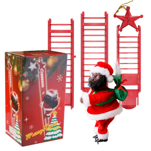 Animated Musical Santa Claus Electric Climbing Ladder Christmas Decor Kids Doll