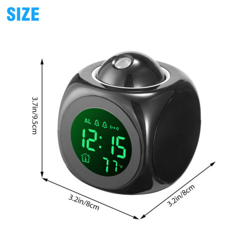 LED Projection Alarm Clock Weather Thermometer Digital Snooze Voice Temperature