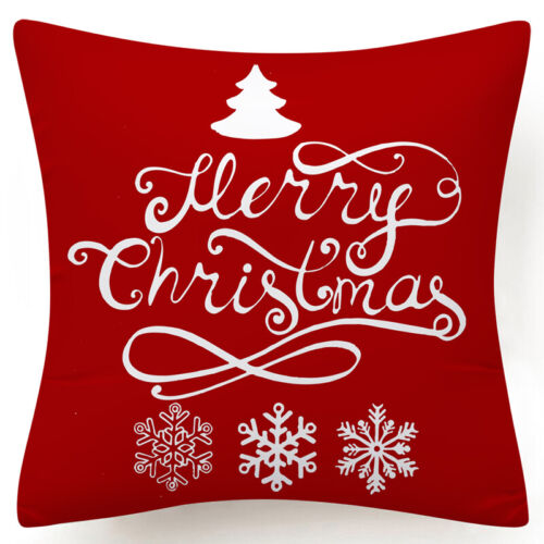 Throw PILLOW COVER Christmas Red White Xmas Double-Sided Cushion Case 18x18" USA