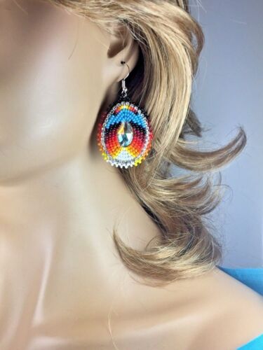 Native Style Beaded Teardrop Seed Bead Earrings Fashion Jewelry Ethnic Design