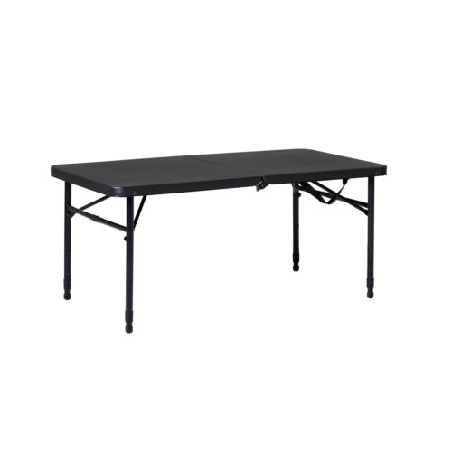 40" Plastic Adjustable Height Fold-in-Half Folding Table, Rich Black