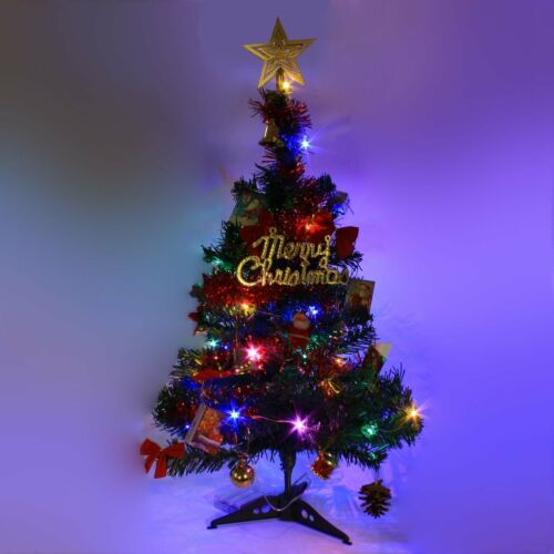 2 FT Tabletop Artificial Small Mini Christmas Tree with LED Light & Ornaments