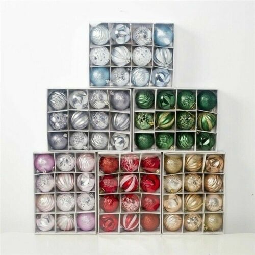 12Pcs/Box Christmas Glitter Balls Ornaments Xmas Tree Ball Hanging Party Decor