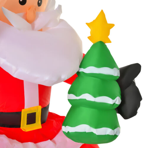 6' Inflatable Christmas Santa Claus Riding Bear, Blow-Up Outdoor Display w/ LEDs