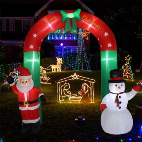 8ft Christmas Inflatable Arch with Santa Claus And Snowma Yard Party Decorate