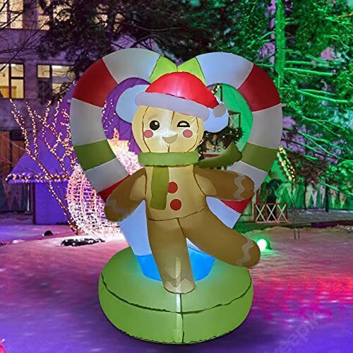 Christmas Inflatable Gingerbread Man with LED Light Christmas Outdoor Yard Decor