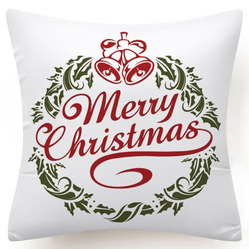 Throw PILLOW COVER Christmas Red White Xmas Double-Sided Cushion Case 18x18" USA