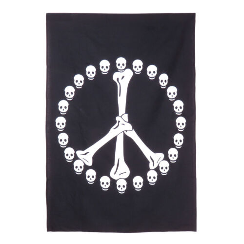 Peace Sign Skull Bones Black White Wall Poster Hippie Wall Decor Tapestry