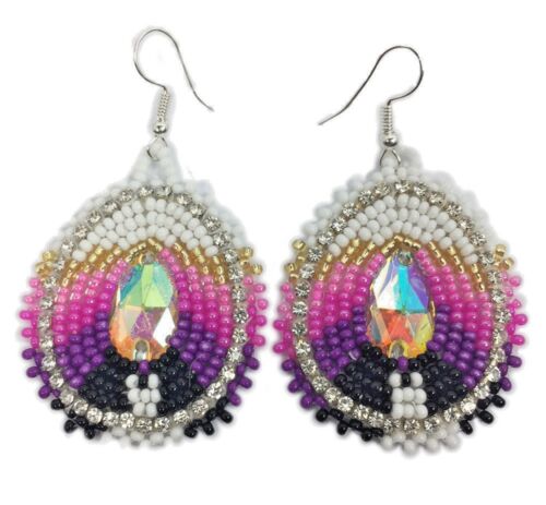 Native Style Beaded Teardrop Seed Bead Earrings Fashion Jewelry Ethnic Design