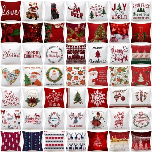 Throw PILLOW COVER Christmas Red White Xmas Double-Sided Cushion Case 18x18" USA