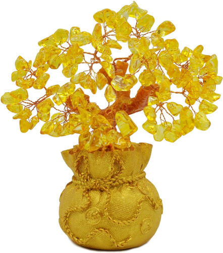 Traditional Gold Crystal Gemstone Bonsai Money Tree  Home Decor