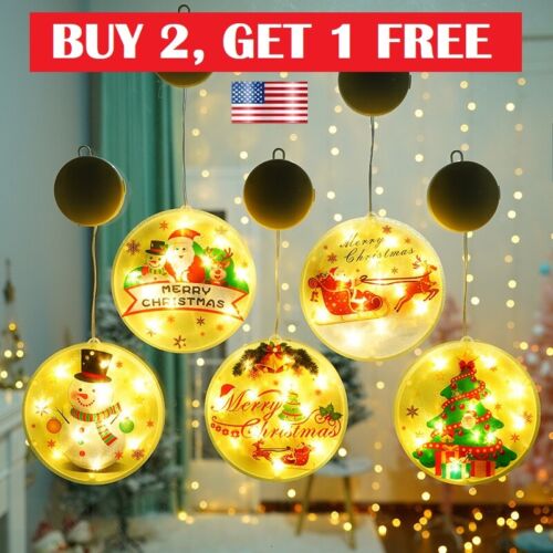 Christmas LED Windows Lamp Santa Ornament 5.5"  Suction Cup Lamp Xmas Decor