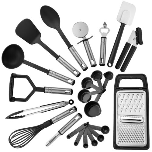 Cooking Utensils Set 23 Piece Stainless Steel Heat Resistant Nylon Kitchen Tool