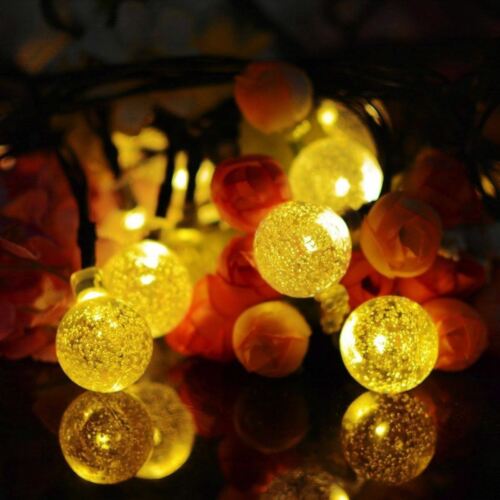 20ft 30 LED Solar String Ball Lights Outdoor Waterproof Warm White Garden Decor