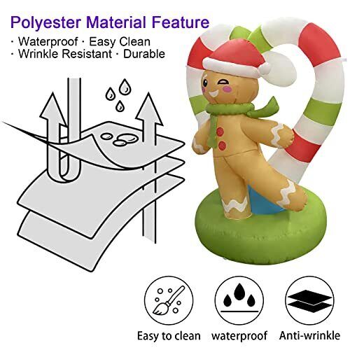 Christmas Inflatable Gingerbread Man with LED Light Christmas Outdoor Yard Decor