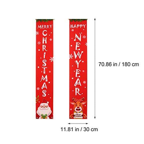 Merry Christmas Banner New Year Hanging Porch Sign Red Color